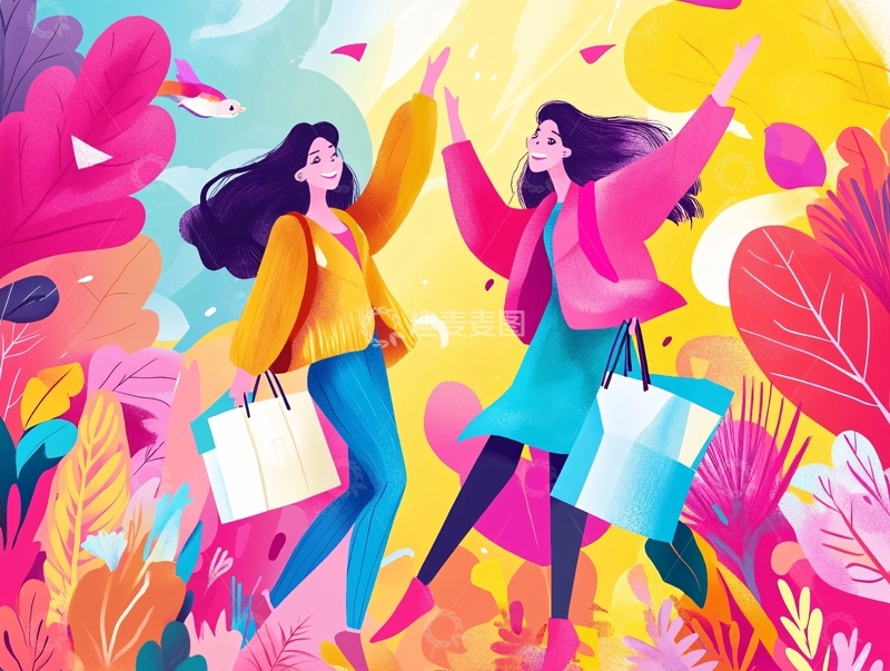 高清大图下载【趣麦麦图】购物节插画10