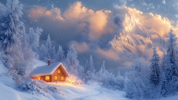 风景插画充满梦幻色彩的房屋1