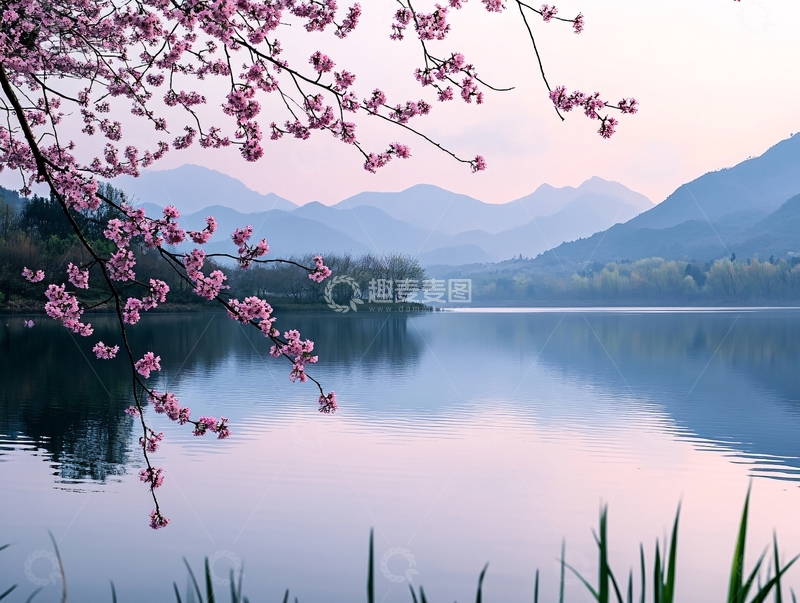 高清大图下载【趣麦麦图】湖景桃