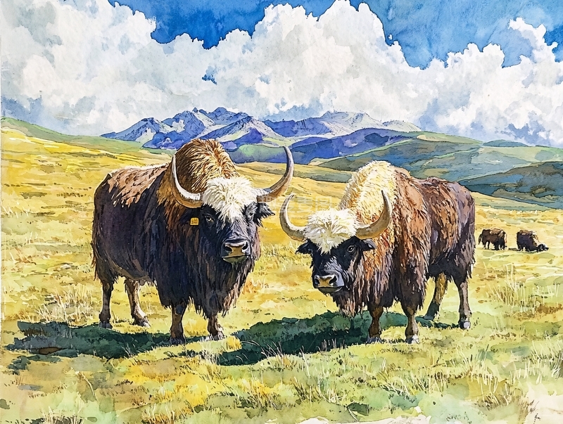 高清大图下载【趣麦麦图】牦牛包装插画