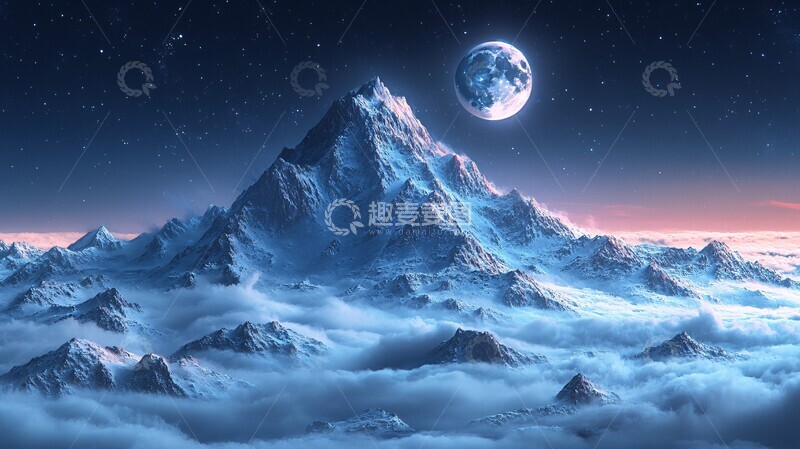 高清大图下载【趣麦麦图】星空下的雪上自然风景抽象背景1