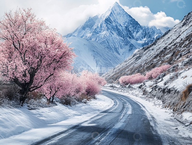 高清大图下载【趣麦麦图】山路桃花1