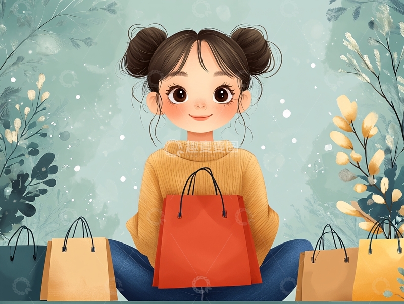 高清大图下载【趣麦麦图】抱购物袋女孩2