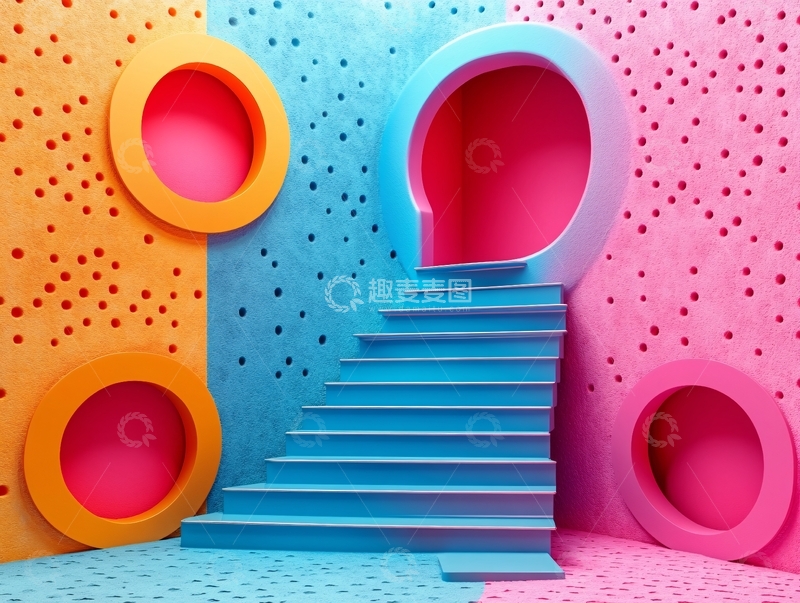 高清大图下载【趣麦麦图】粉色奇幻楼梯1