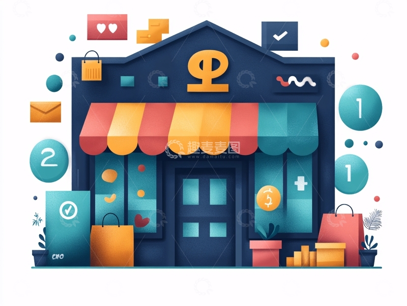 高清大图下载【趣麦麦图】扁平风购物场景3