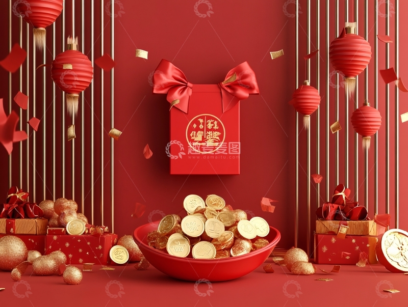 高清大图下载【趣麦麦图】新春礼盒场景图9