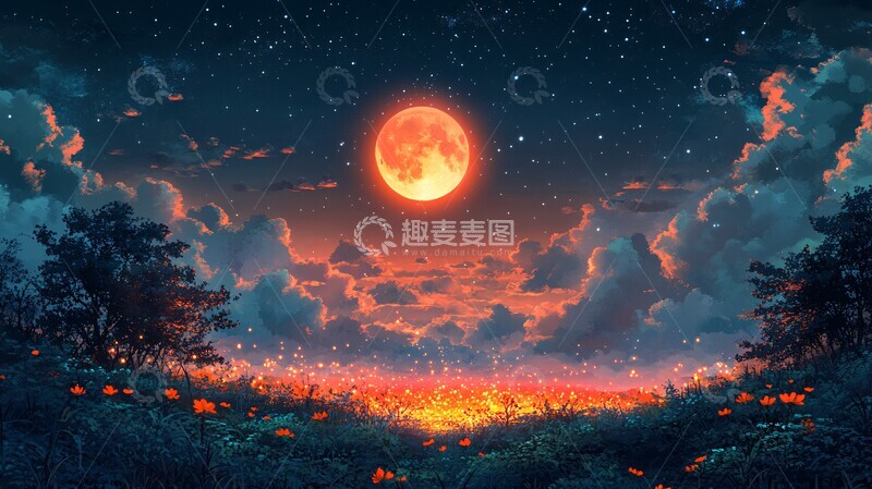 高清大图下载【趣麦麦图】绿色森林卡通插画2