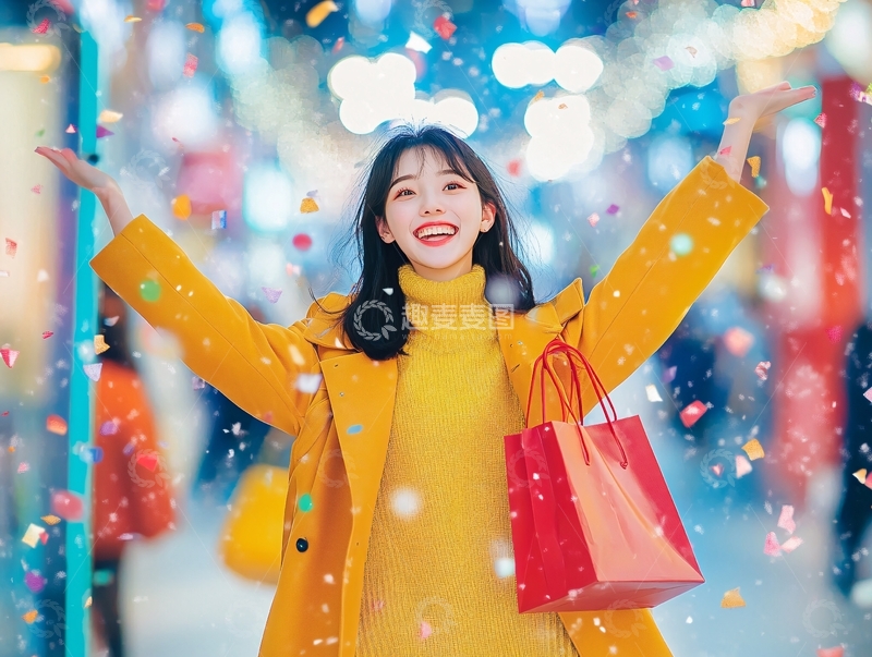 高清大图下载【趣麦麦图】春节购物女孩4