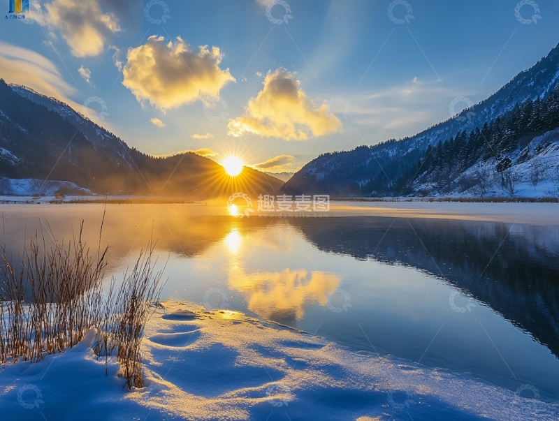 高清大图下载【趣麦麦图】唯美冬日湖景清晨15