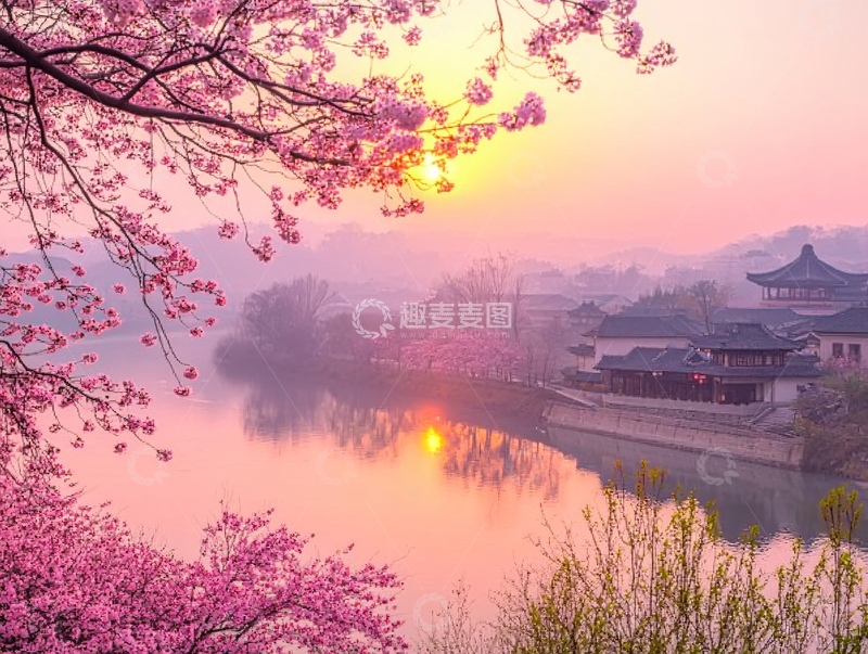 高清大图下载【趣麦麦图】樱花树下花满枝