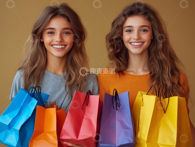 高清大图下载【趣麦麦图】购物少女