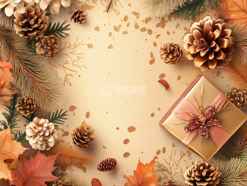 高清大图下载【趣麦麦图】松果松枝