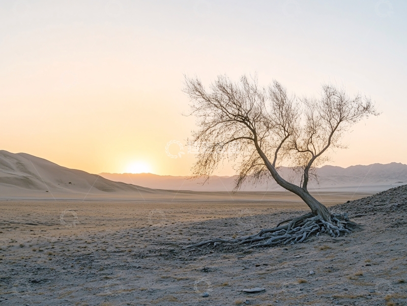高清大图下载【趣麦麦图】大漠孤树1