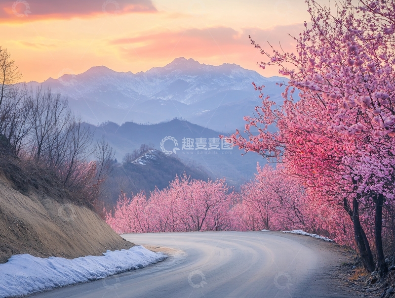 高清大图下载【趣麦麦图】山路桃花3