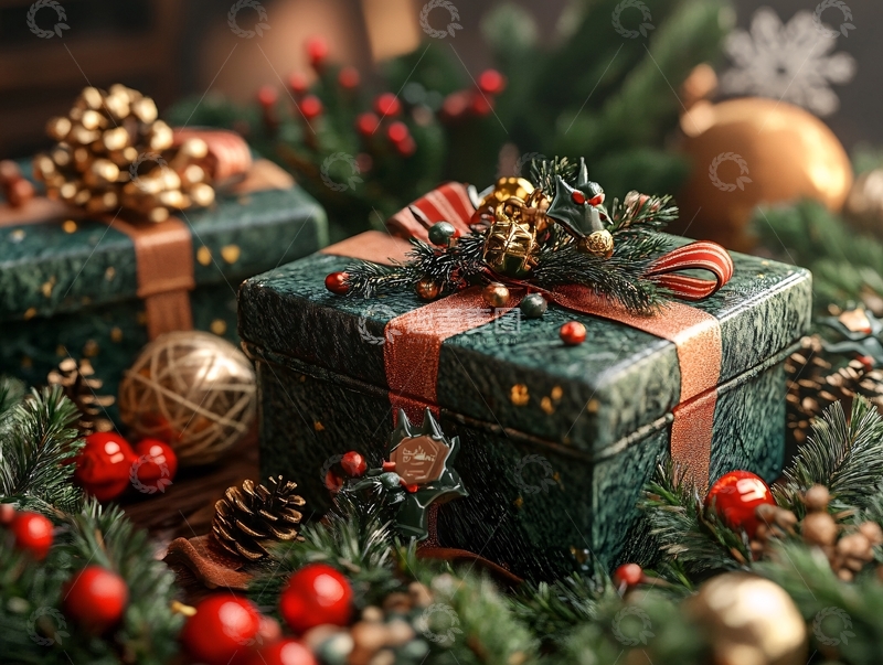 高清大图下载【趣麦麦图】圣诞新年气氛礼盒包装9