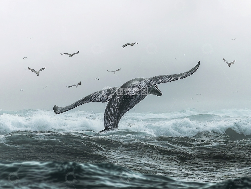 高清大图下载【趣麦麦图】-跃出水面的鲸鱼1