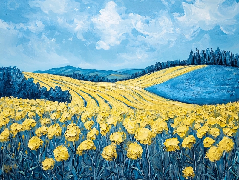 高清大图下载【趣麦麦图】油画油菜花1