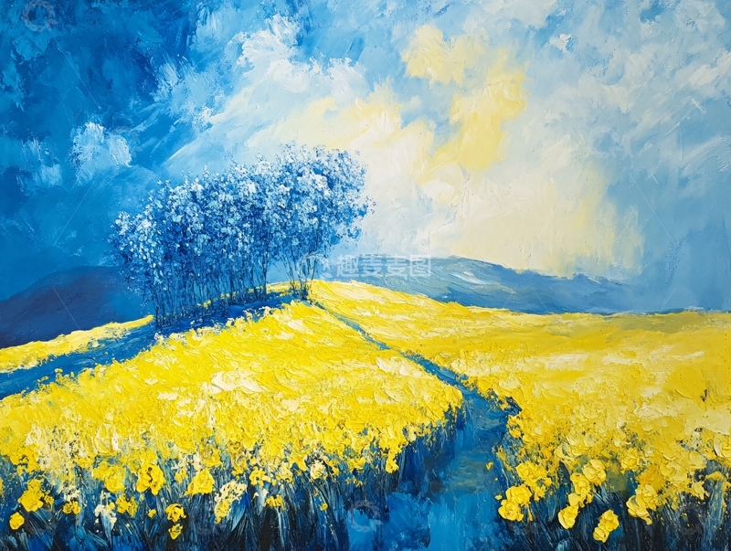 高清大图下载【趣麦麦图】油画油菜花