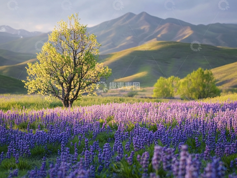 高清大图下载【趣麦麦图】草原上的蓝翠雀花