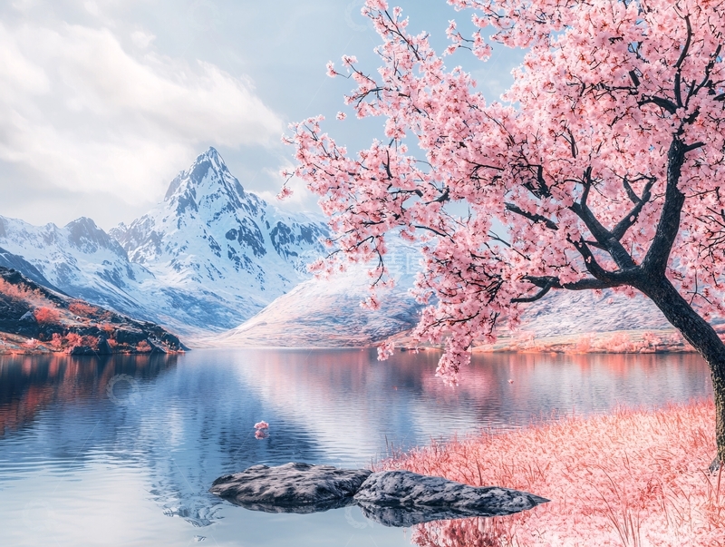 高清大图下载【趣麦麦图】唯美山花意境桃花2