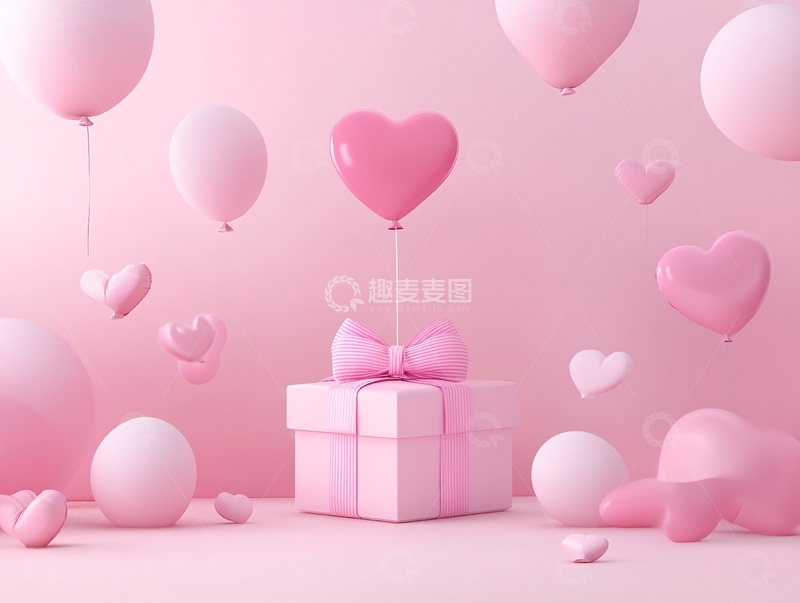 高清大图下载【趣麦麦图】粉色立体爱心礼盒2