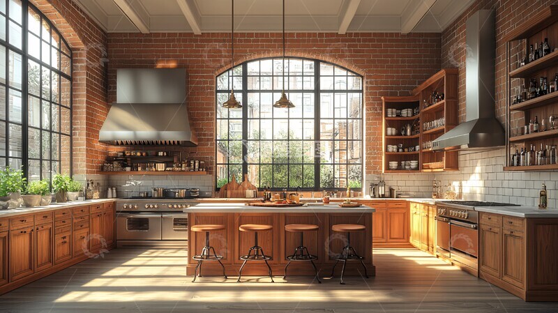 高清大图下载【趣麦麦图】现代豪华厨房豪华餐厅设计风格1