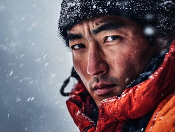 风雪徒步人