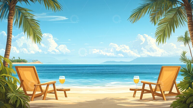 高清大图下载【趣麦麦图】海滩上的酒吧平房2