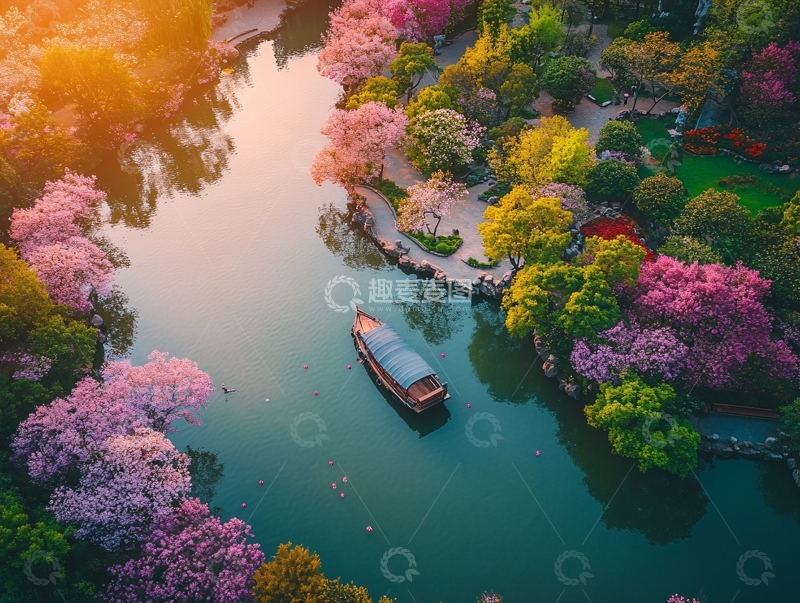 高清大图下载【趣麦麦图】春流画舫