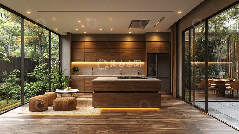 高清大图下载【趣麦麦图】现代豪华厨房豪华餐厅设计风格2