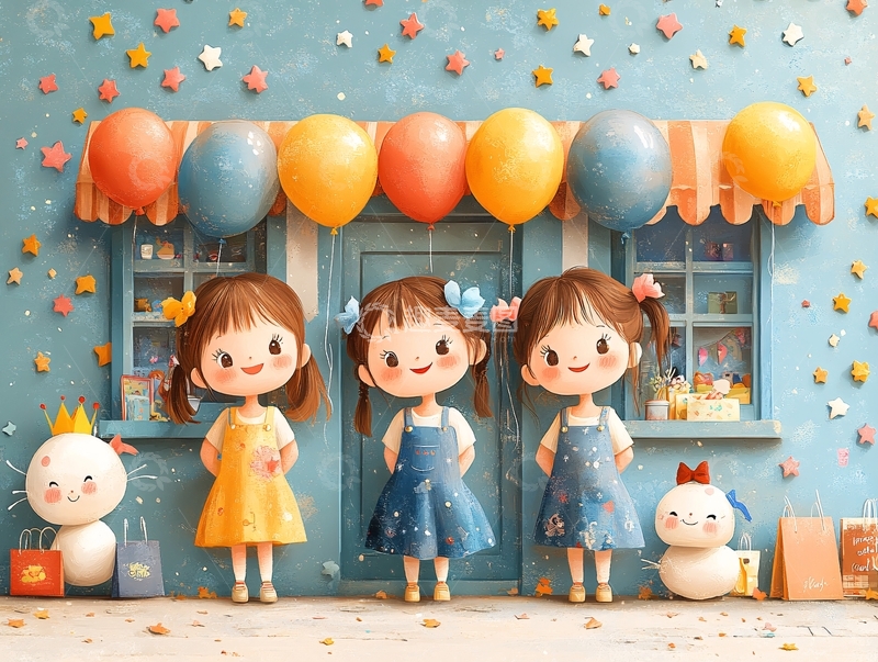 高清大图下载【趣麦麦图】六一儿童节包装插画