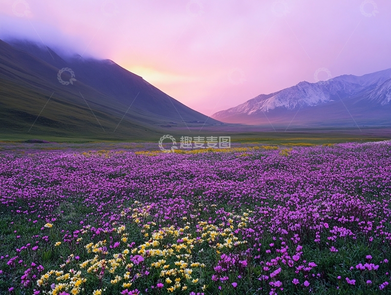 高清大图下载【趣麦麦图】伊犁花海