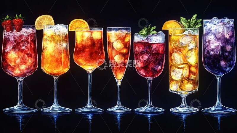 高清大图下载【趣麦麦图】手绘元素美味的鸡尾酒1