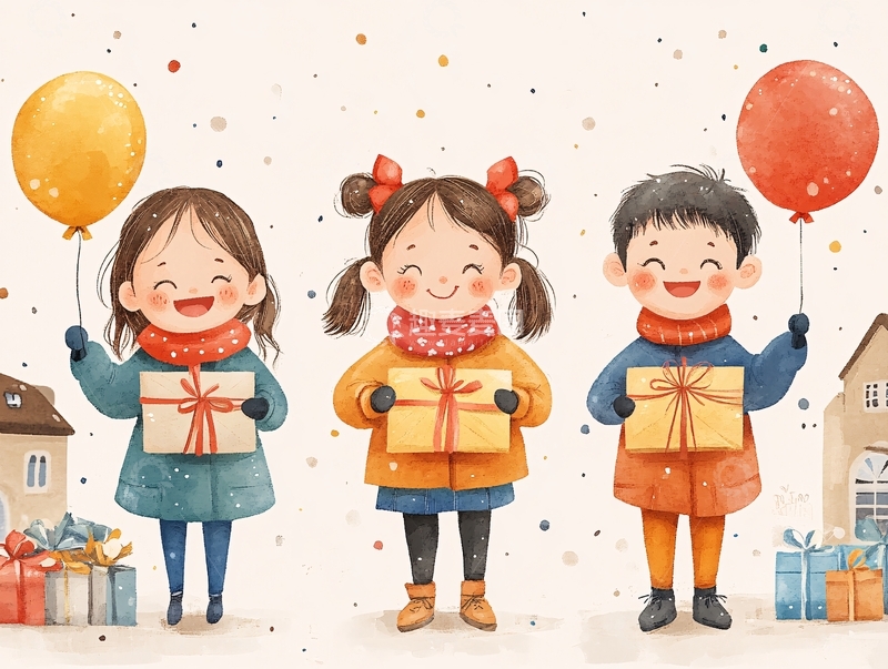 高清大图下载【趣麦麦图】新年儿童插画2