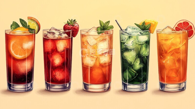 高清大图下载【趣麦麦图】手绘元素美味的鸡尾酒3