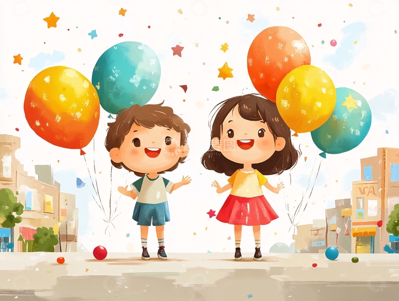 高清大图下载【趣麦麦图】六一儿童节插画人物1
