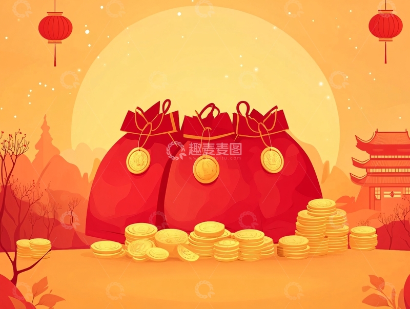 高清大图下载【趣麦麦图】红包插图插画