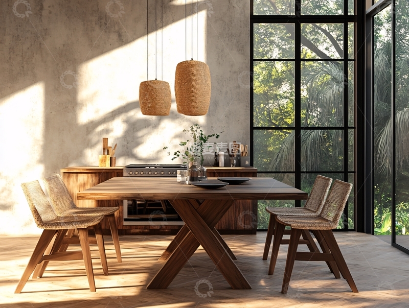 高清大图下载【趣麦麦图】原木餐桌7