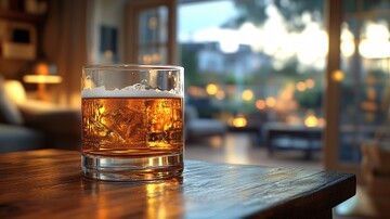 日落时手持啤酒杯的特写镜头