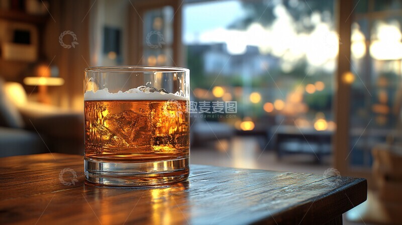 高清大图下载【趣麦麦图】日落时手持啤酒杯的特写镜头