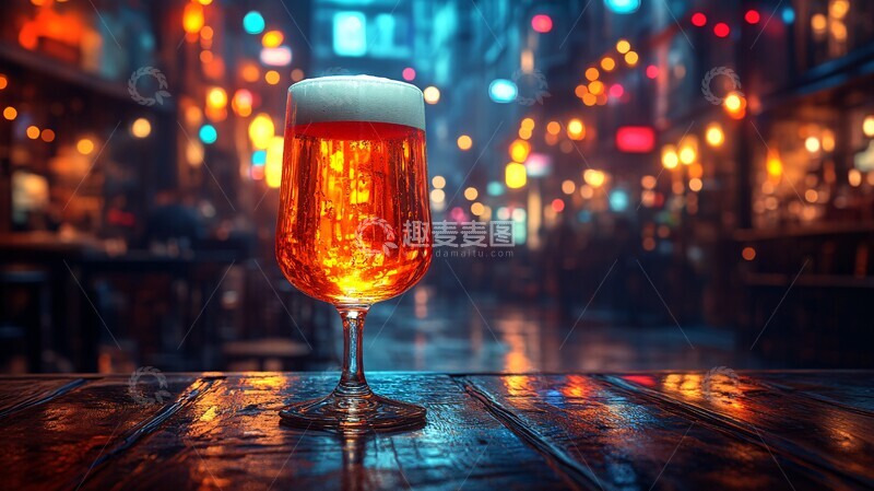 高清大图下载【趣麦麦图】夜色中的啤酒时光