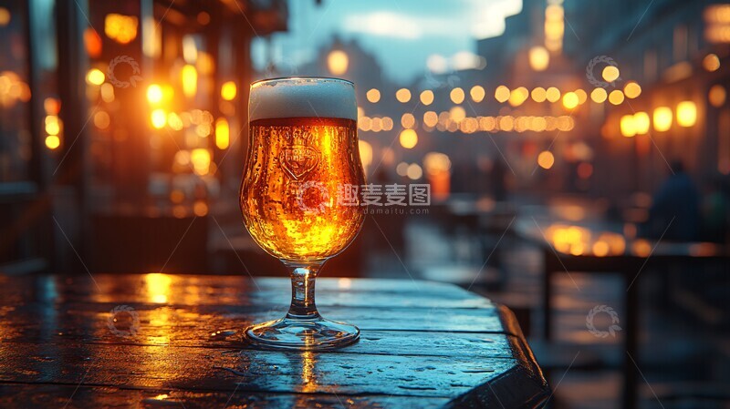 高清大图下载【趣麦麦图】日落时手持啤酒杯的特写镜头3