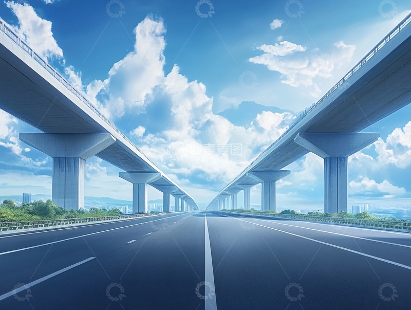 高清大图下载【趣麦麦图】蓝天白云高架桥1