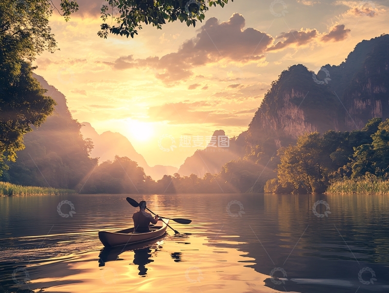 高清大图下载【趣麦麦图】旅游广告大自然渔舟