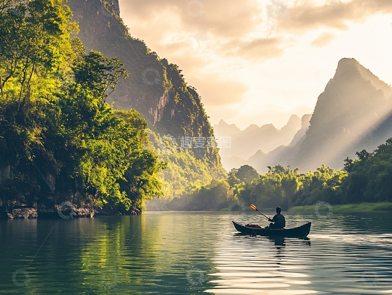 高清大图下载【趣麦麦图】漓江泛舟