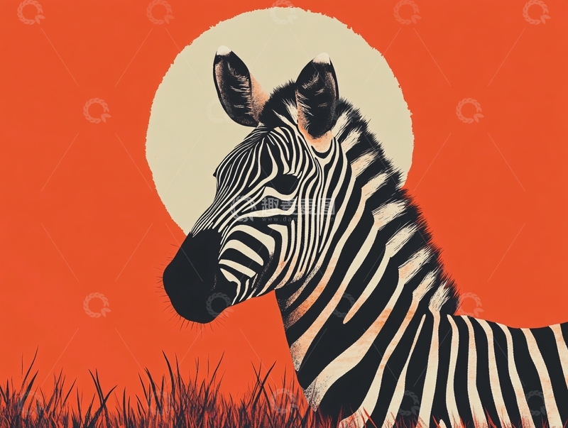 高清大图下载【趣麦麦图】斑马插画