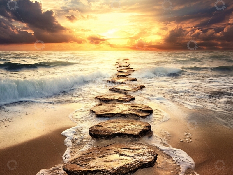 高清大图下载【趣麦麦图】鹅卵石破晓1