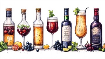 酒的插图饮料酒瓶含酒精饮料