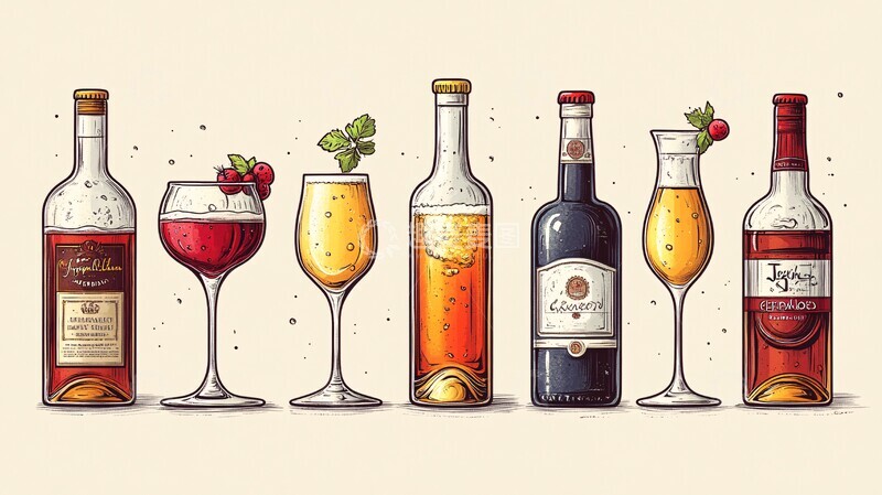 高清大图下载【趣麦麦图】矢量单色瓶和玻璃饮料图标集