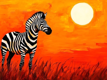 斑马油画